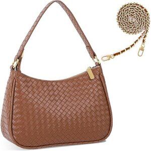 Women's Woven Crescent Shoulder Bags Brown